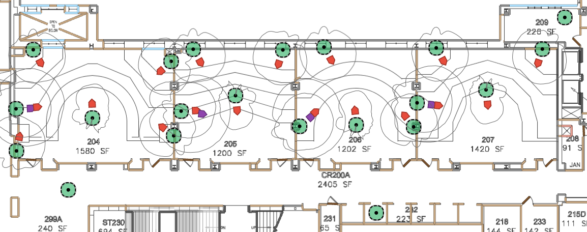 Illustration of Wolf Law 2nd floor high-density Wi-Fi design.