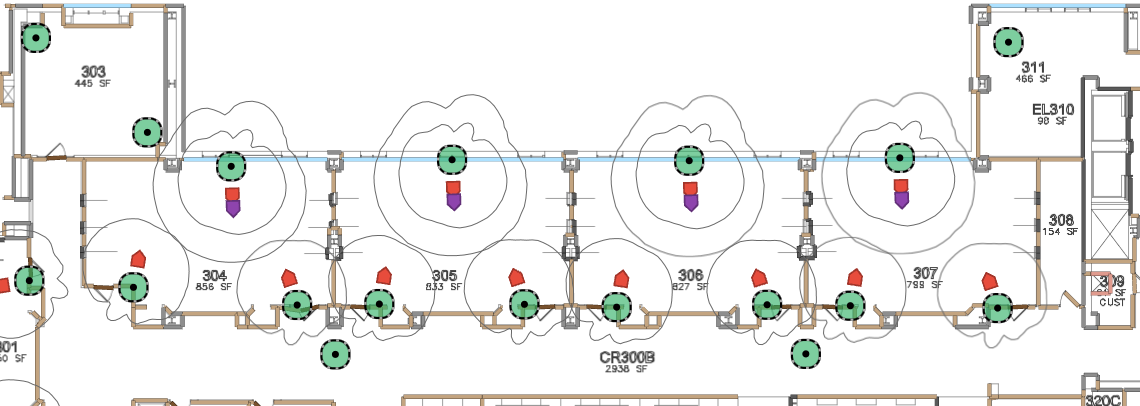 Illustration of Wolf Law 3rd floor high-density Wi-Fi design.