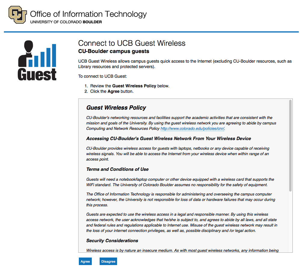 Guest Wireless Registration page