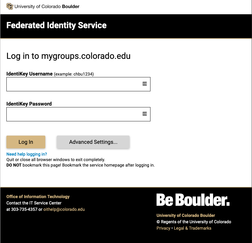 Screenshot of single sign-on login page.