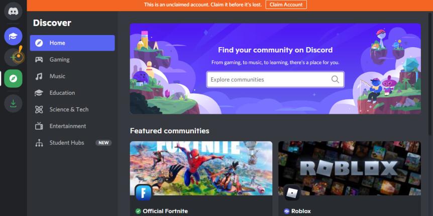 Decorative photo: Discord homepage.