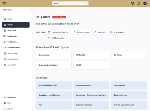 Percipio - Library tab