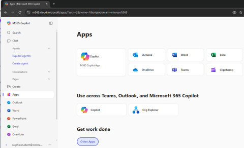 Screenshot of Copilot app in a web browser