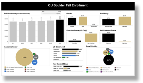 dashboard charts of fall enrollment data